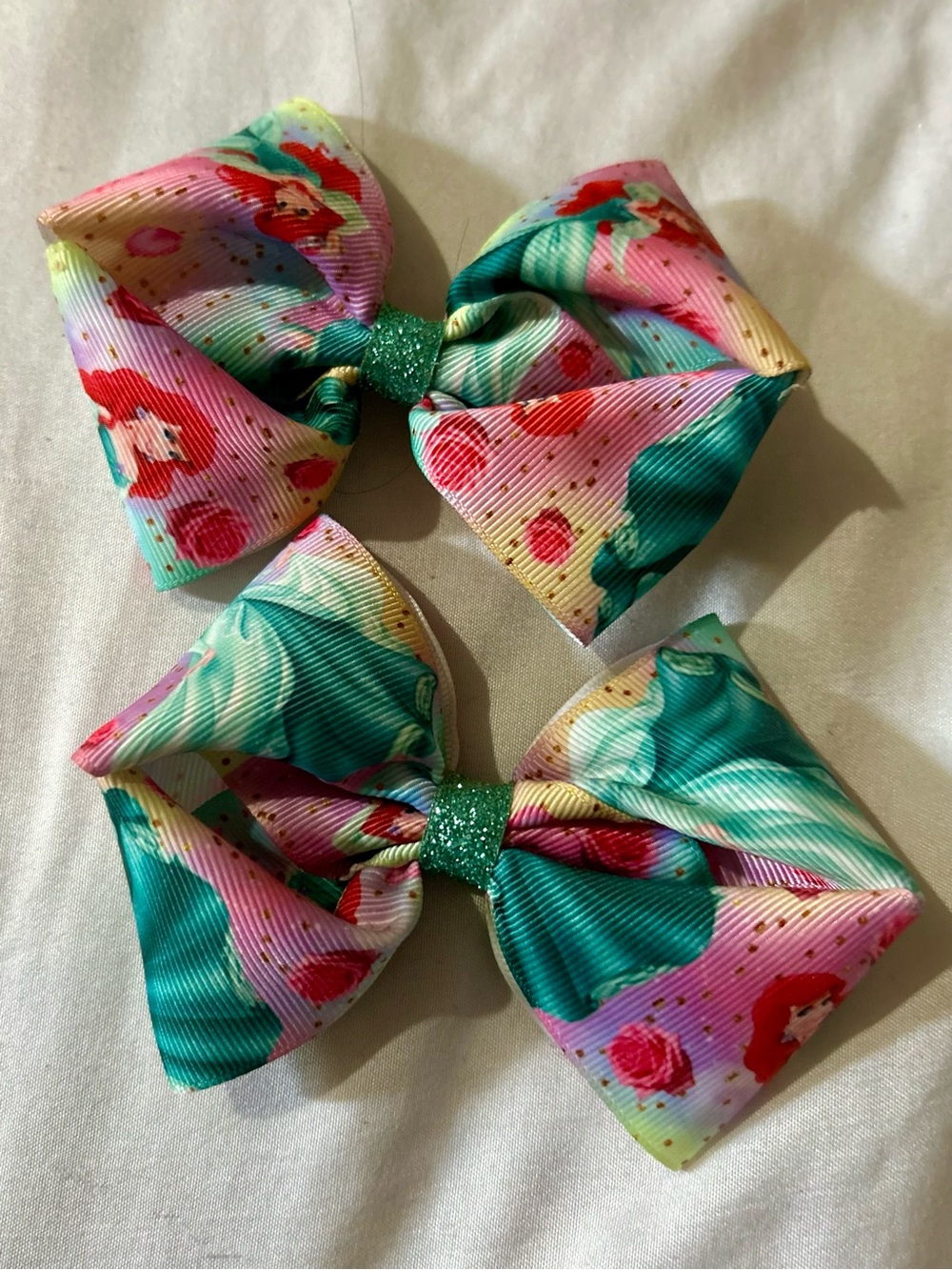 Girls' Little Mermaid Bow Hair Clips - Set of 2